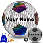 Customized Reflective Black and White Soccer Ball Size 4/5 for Indoor Outdoor Training and Night Games