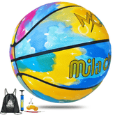 Multi Color Basketball - Unique Indoor Outdoor Basketball Made of Composite Leather - Official Size 7 (29.5”) with Pump for Men and Women