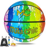 Rainbow Indoor Basketball - Street Basketball in Multi Color Designed for Men, Women - Official Size 7 (29.5”) with Pump and Bag