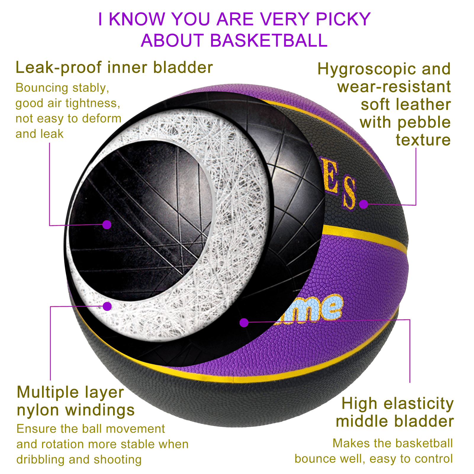 Customized Personalized Indoor/Outdoor Basketball NBA Team Los Angeles and with Your Name Printed - Size 5 - 27.5”, Size 6 - 28.5” and Size 7 - 29.5”